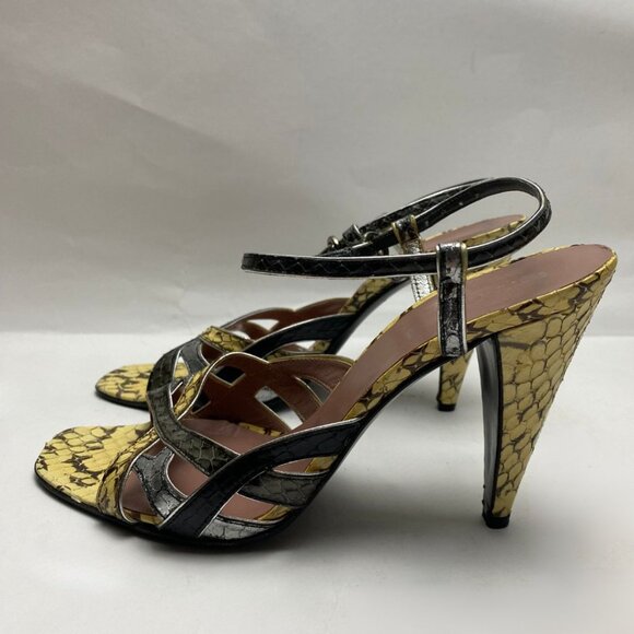 Miu Miu Snakeskin Print Leather Strappy Heels Size 38.5 - Picture 4 of 12